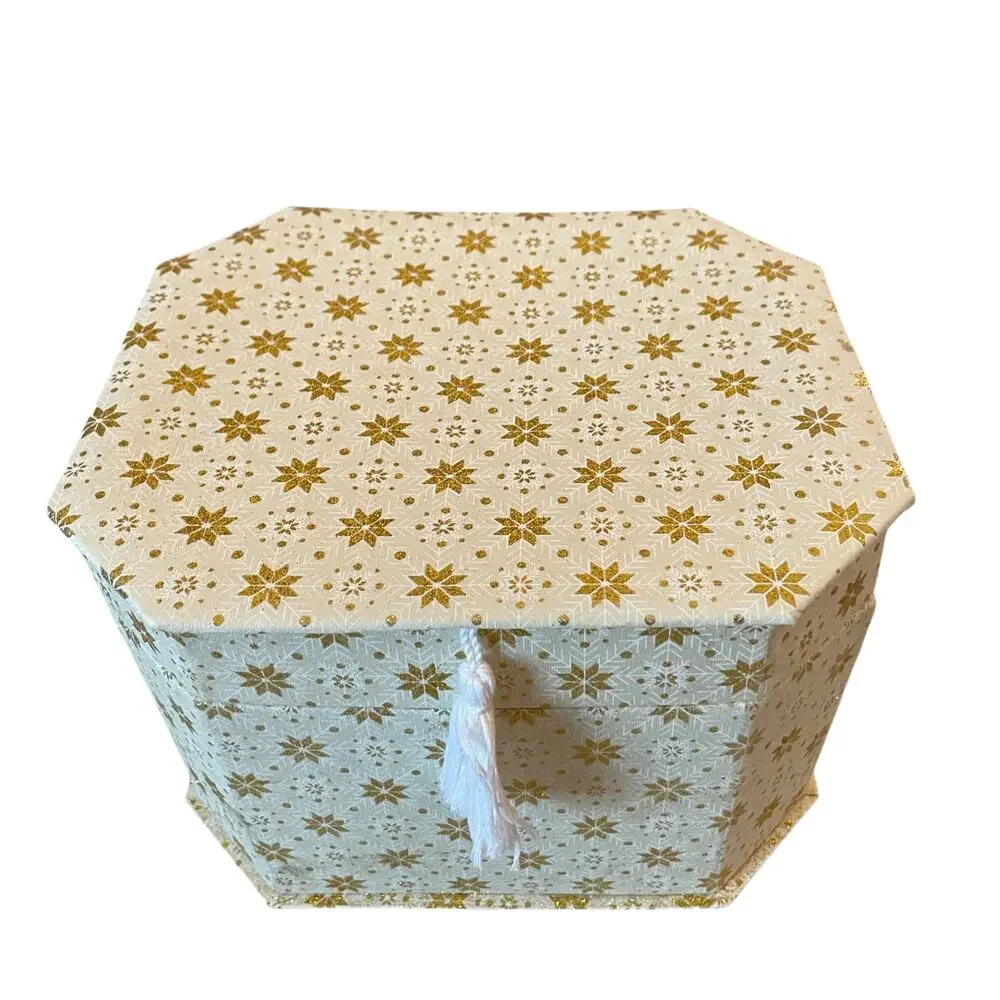 Christmas Gift Boxes w/ Lids Ribbon 4pc Premium Holiday Gift Wrap Green Gold NEW